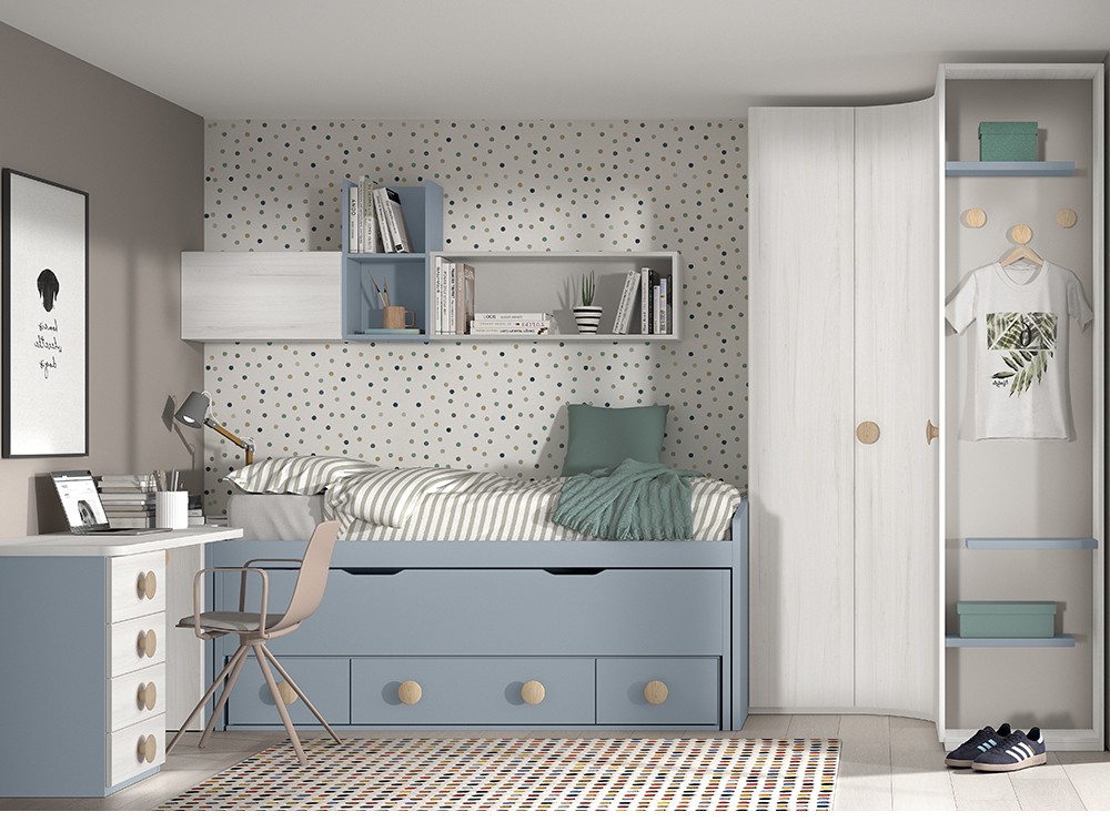 Bicama con nido y cajones F018