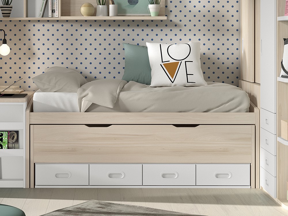 Composición Bicama con cajones F017