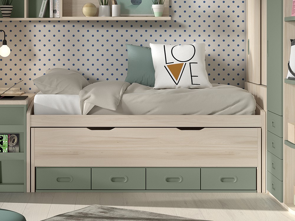 Composición Bicama con cajones F017