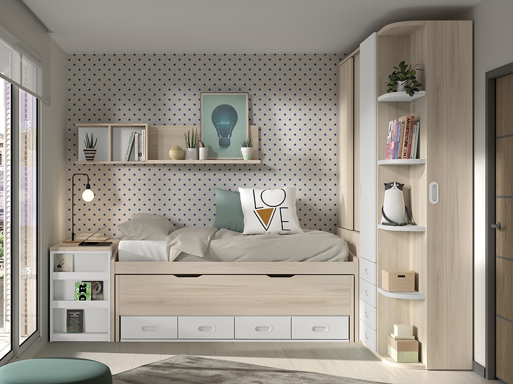 Composición Bicama con cajones F017