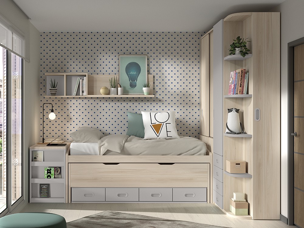 Composición Bicama con cajones F017