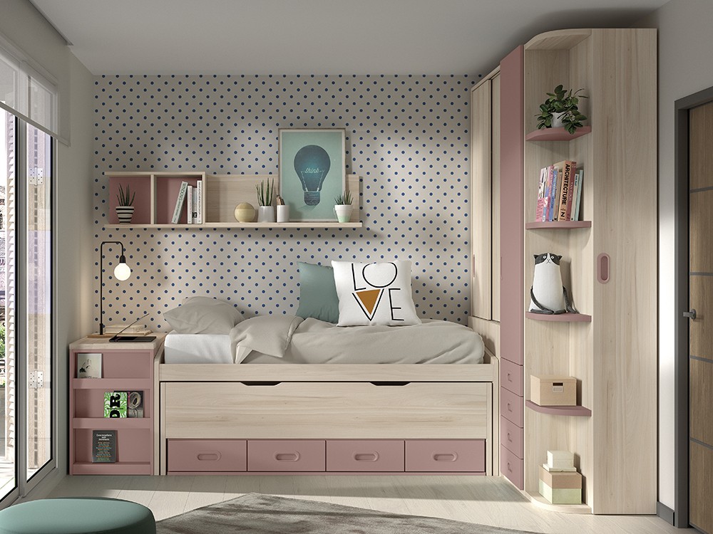 Composición Bicama con cajones F017