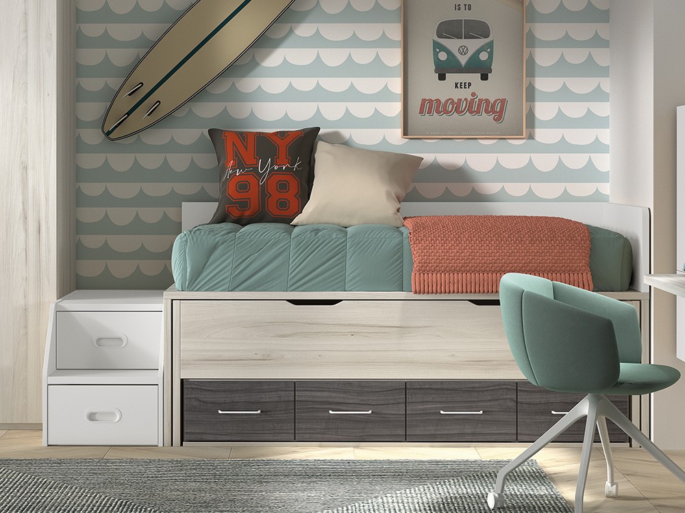 Bicama compacta con escalera F015