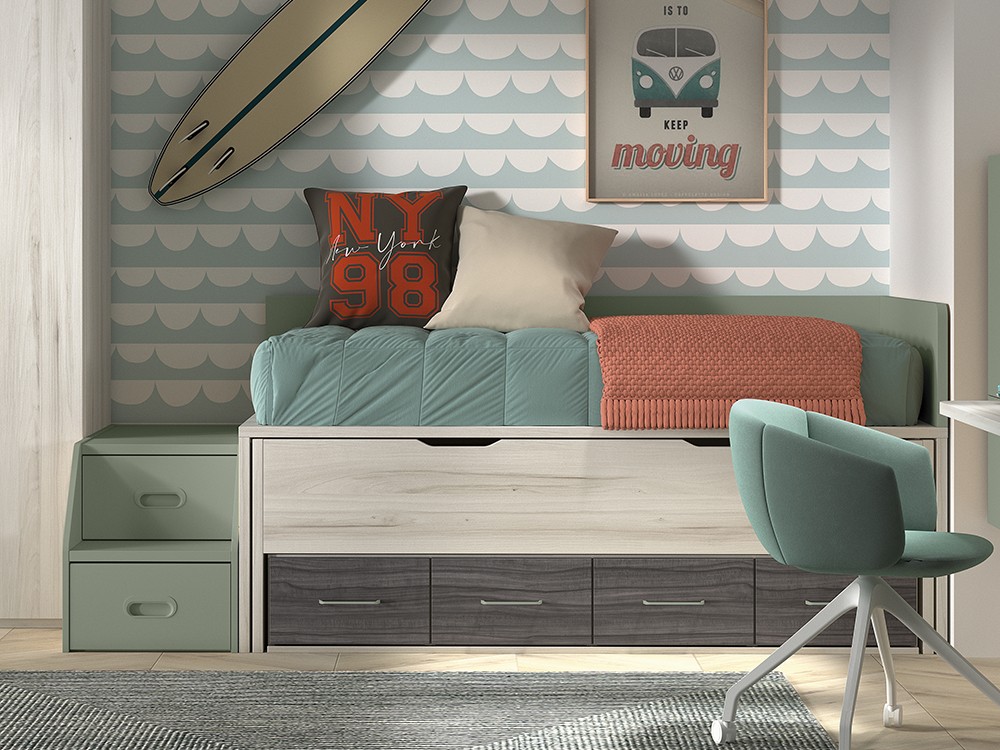 Bicama compacta con escalera F015