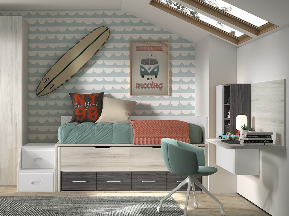 Bicama compacta con escalera F015