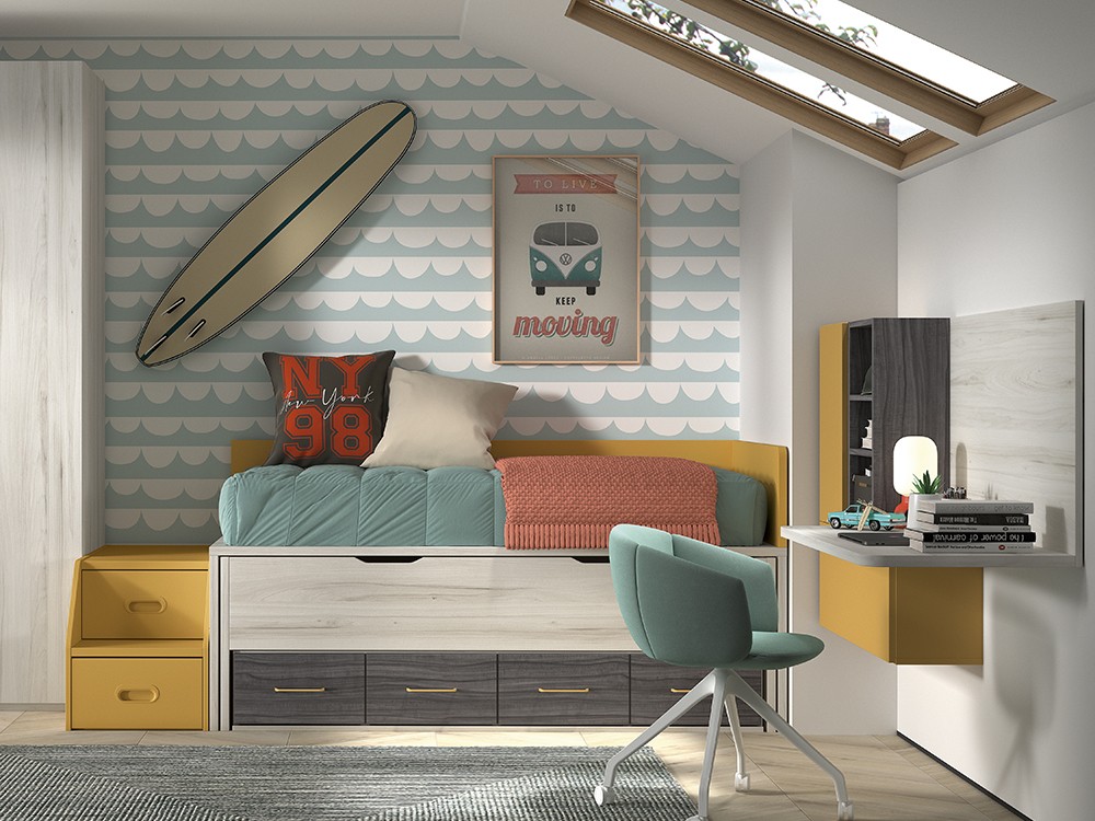 Bicama compacta con escalera F015