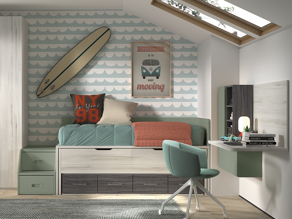 Bicama compacta con escalera F015