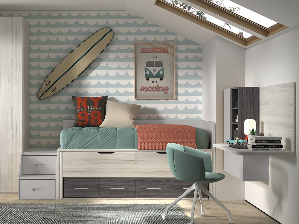 Bicama compacta con escalera F015