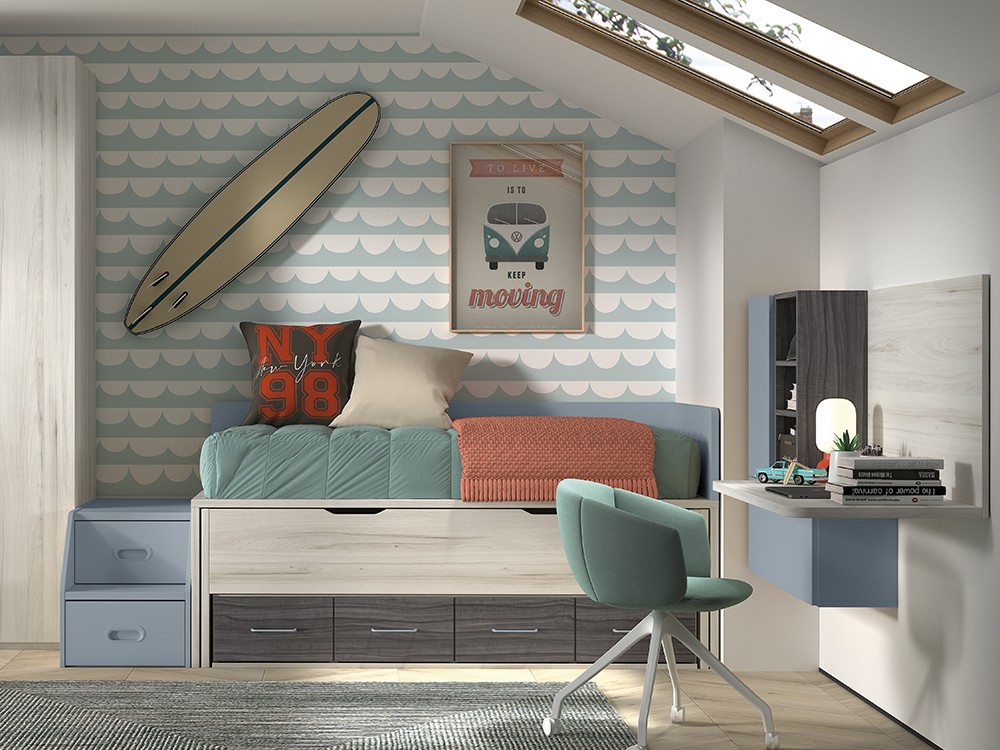 Bicama compacta con escalera F015