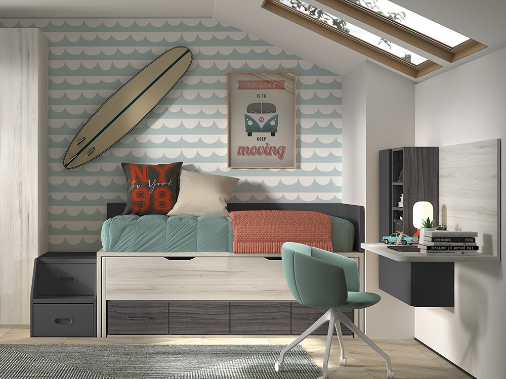 Bicama compacta con escalera F015