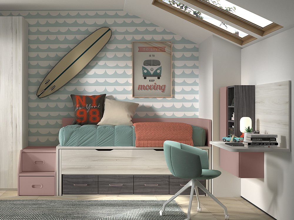 Bicama compacta con escalera F015