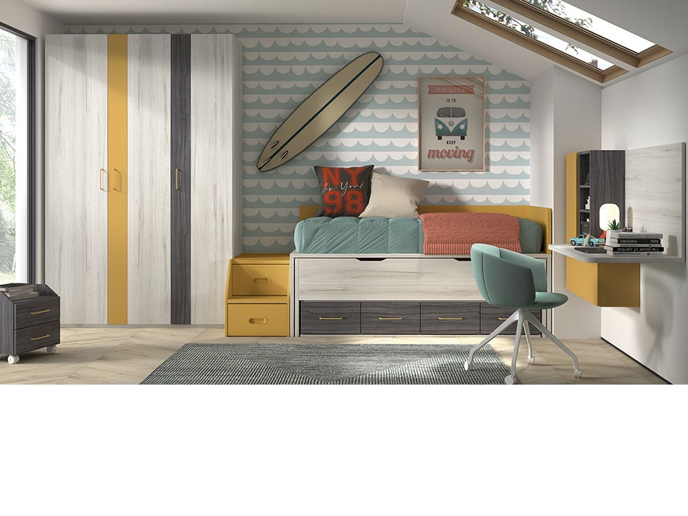 Bicama compacta con escalera F015