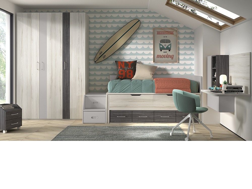 Bicama compacta con escalera F015