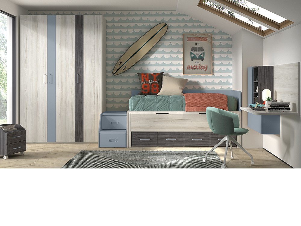 Bicama compacta con escalera F015