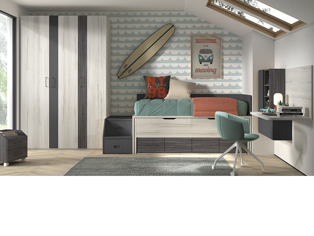 Bicama compacta con escalera F015