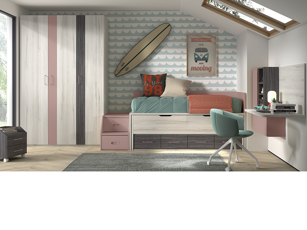 Bicama compacta con escalera F015