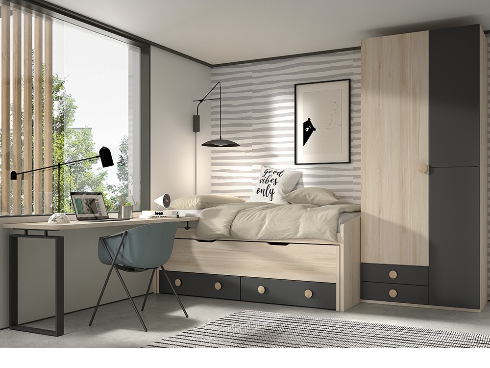 Bicama con cajones y nido F013