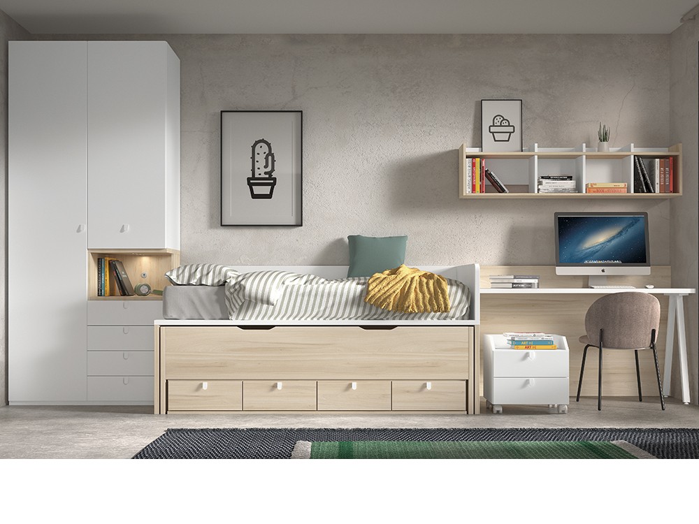 Bicama con cajones y nido F011