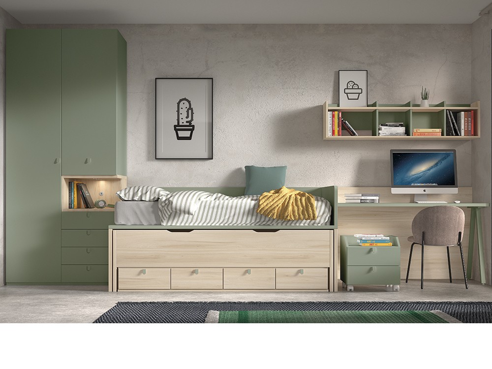 Bicama con cajones y nido F011