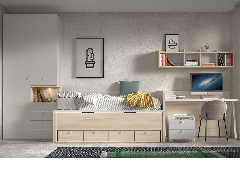 Bicama con cajones y nido F011