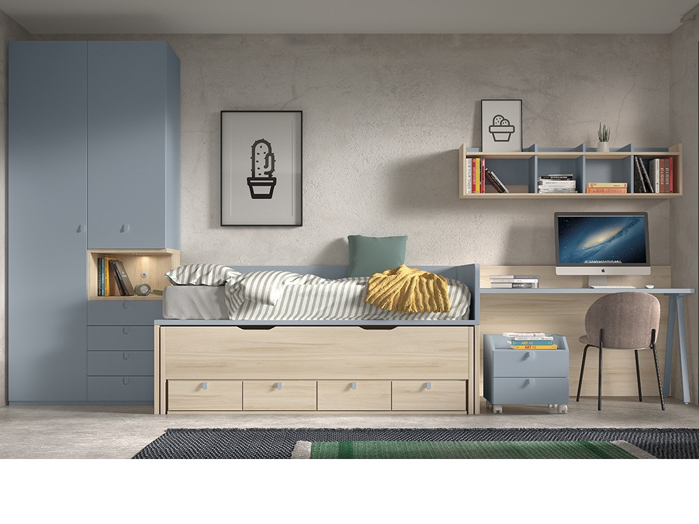 Bicama con cajones y nido F011