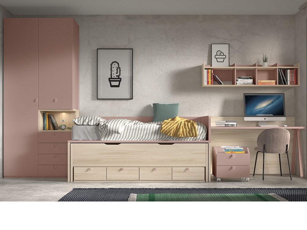 Bicama con cajones y nido F011