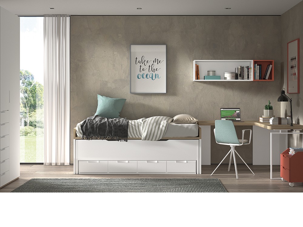 Bicama con cajones y nido F008