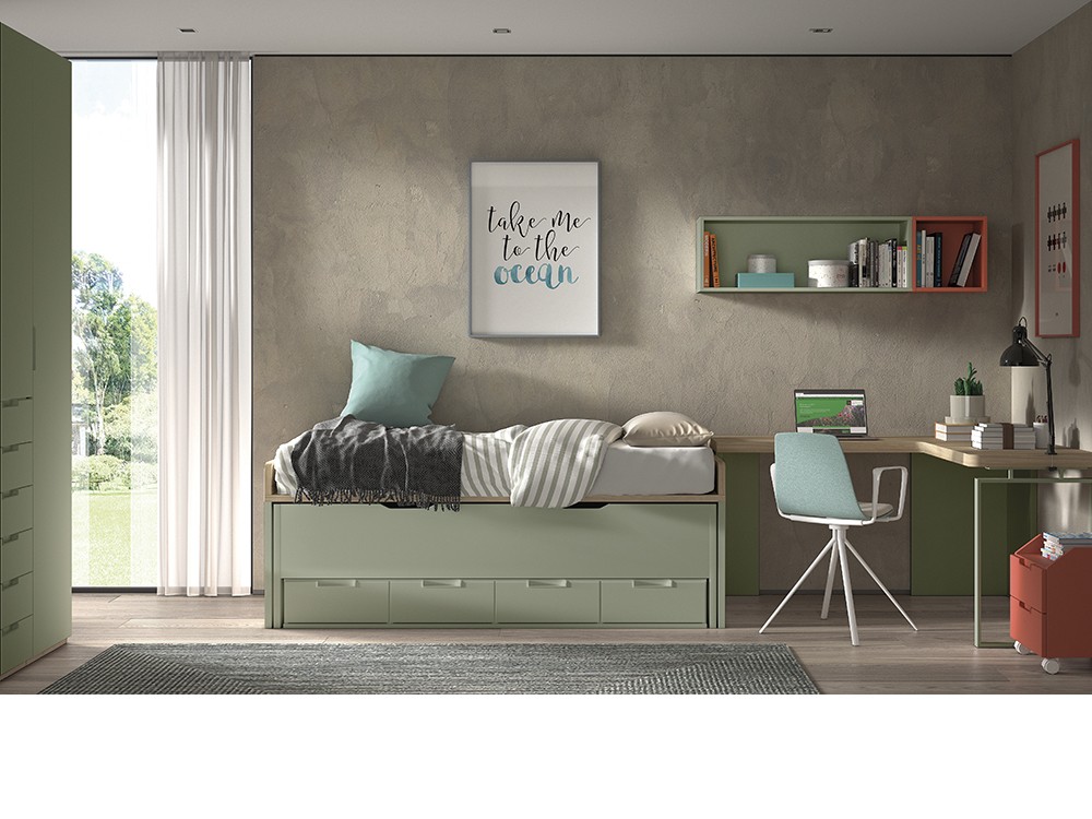 Bicama con cajones y nido F008