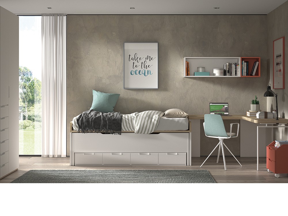 Bicama con cajones y nido F008