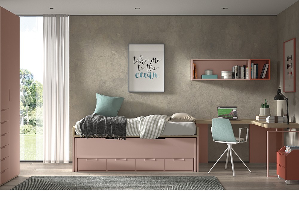 Bicama con cajones y nido F008