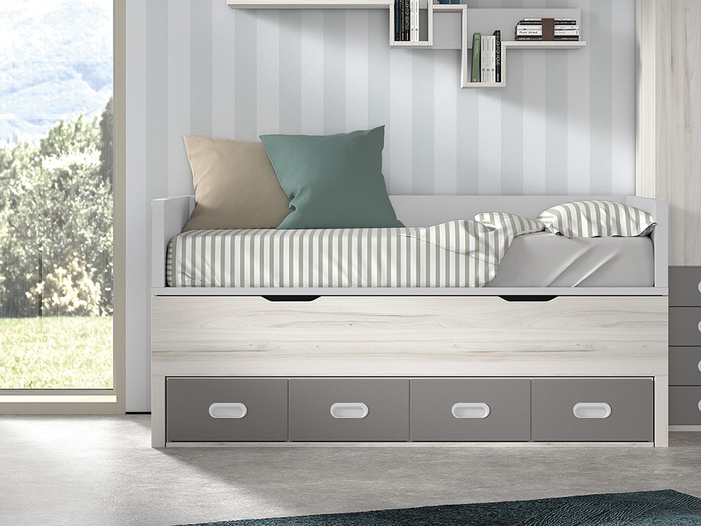 Bicama compacta con cuatro contenedores Formas F001