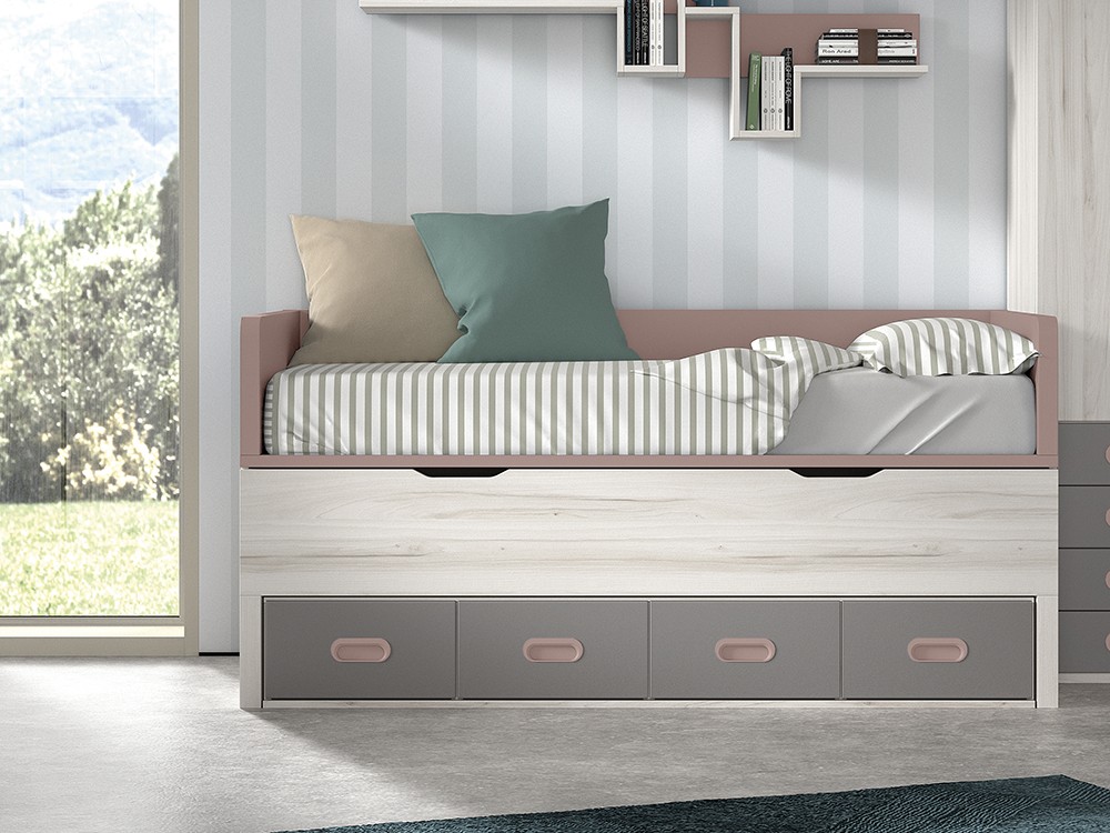 Bicama compacta con cuatro contenedores Formas F001