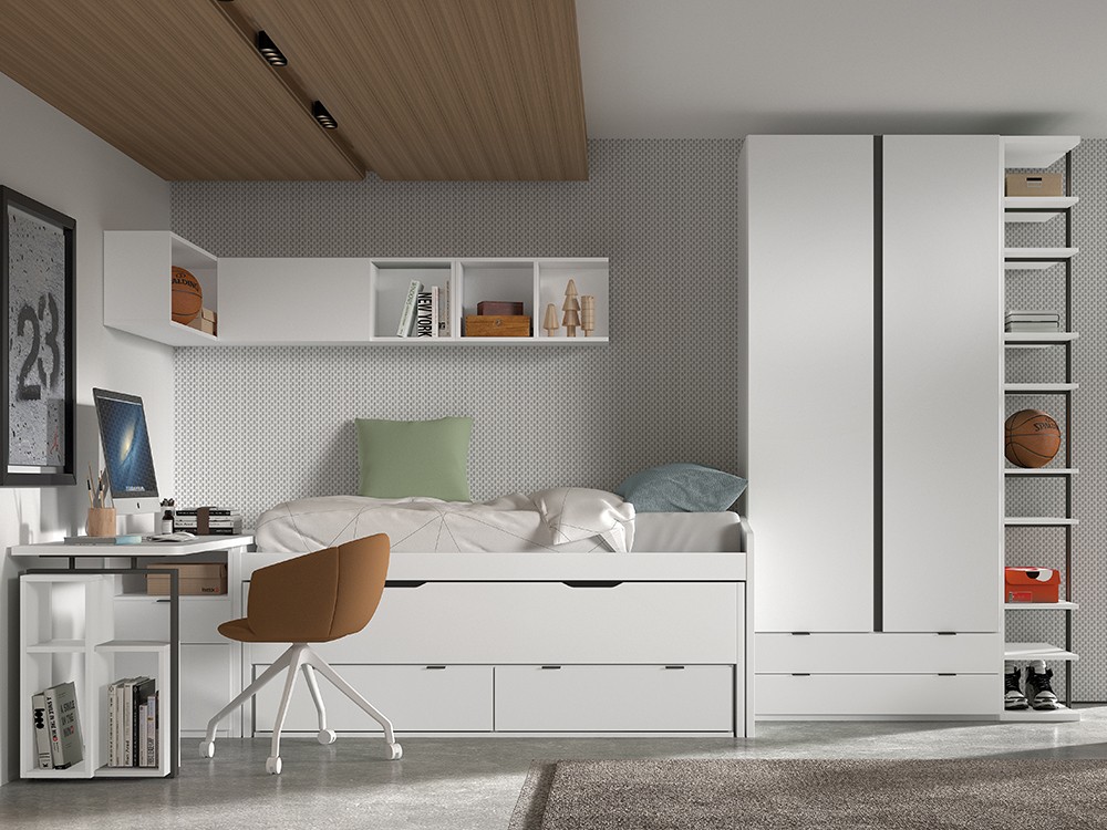 Bicama con nido y cajones F006