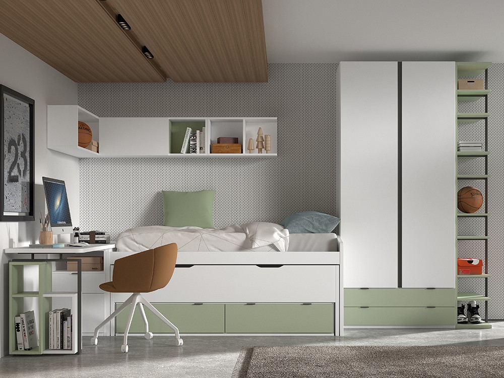 Bicama con nido y cajones F006