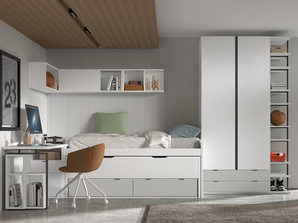 Bicama con nido y cajones F006