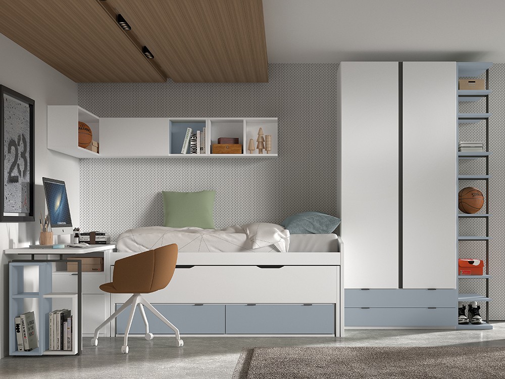 Bicama con nido y cajones F006