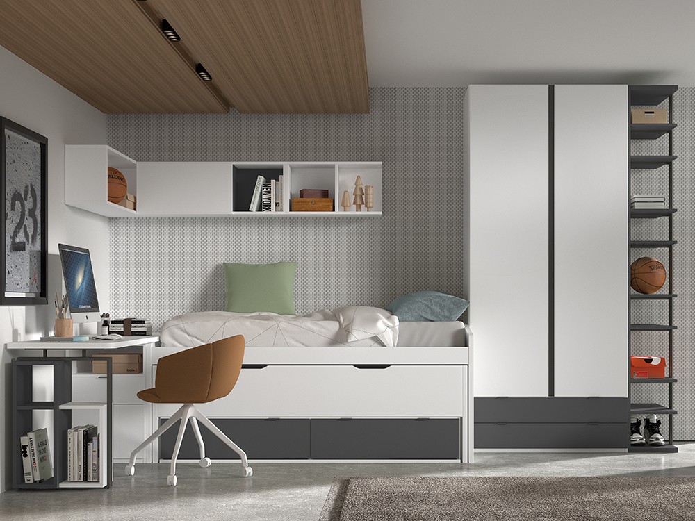 Bicama con nido y cajones F006