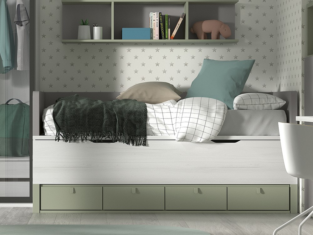 Bicama compacta con cuatro cajones Formas F003