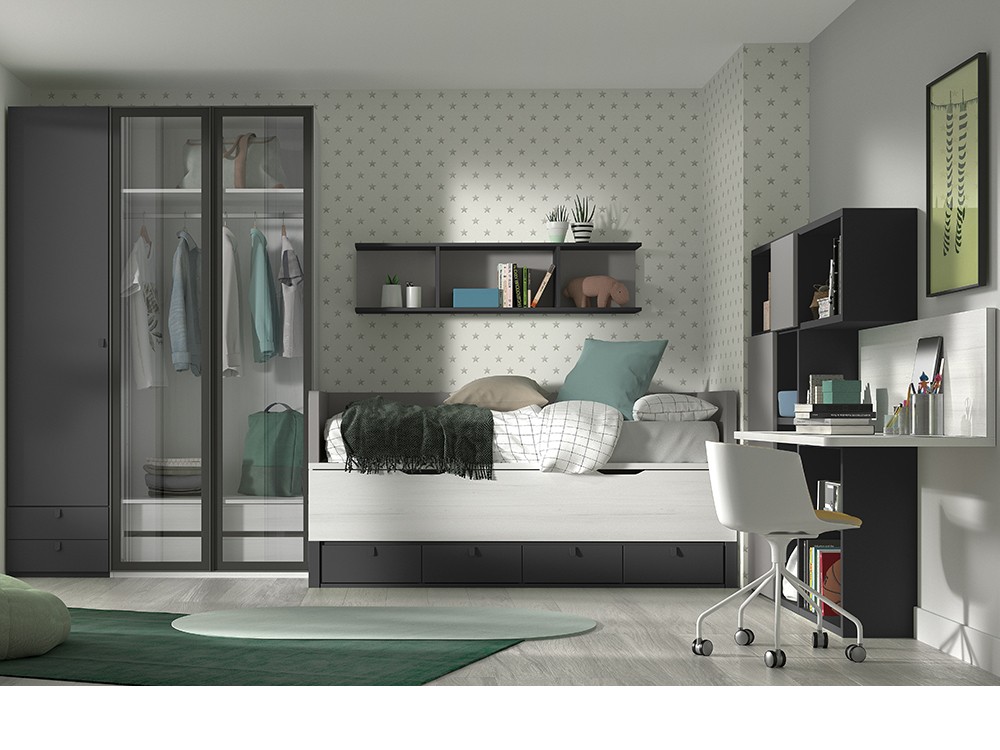 Bicama compacta con cuatro cajones Formas F003