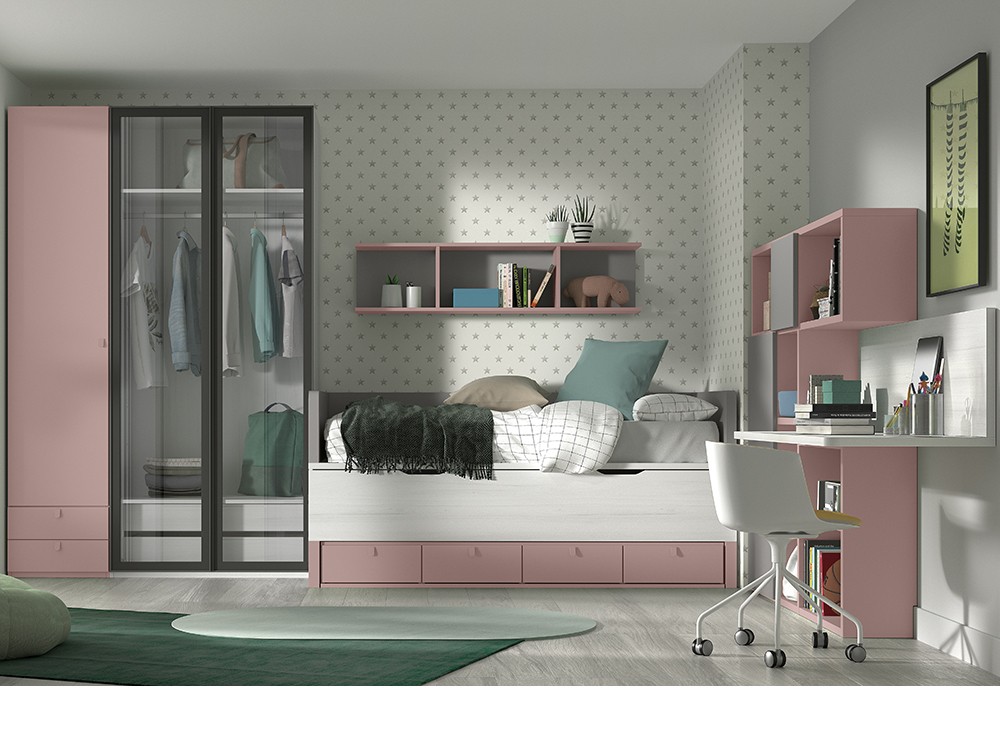 Bicama compacta con cuatro cajones Formas F003