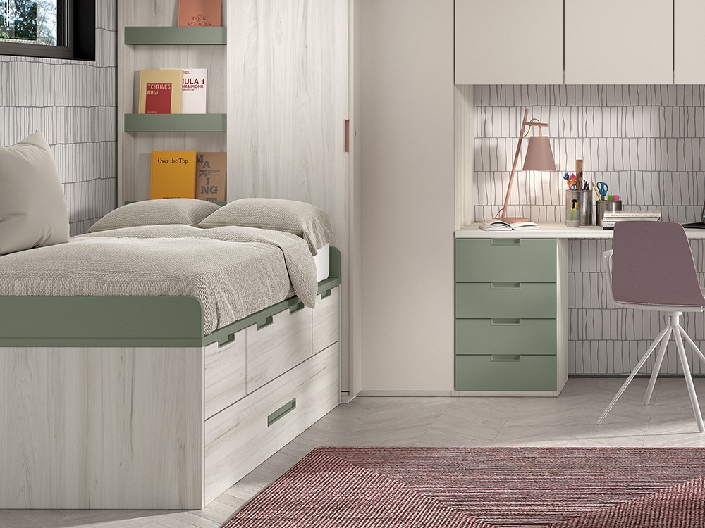 Cama compacta con cajones y arrastre Formas F002