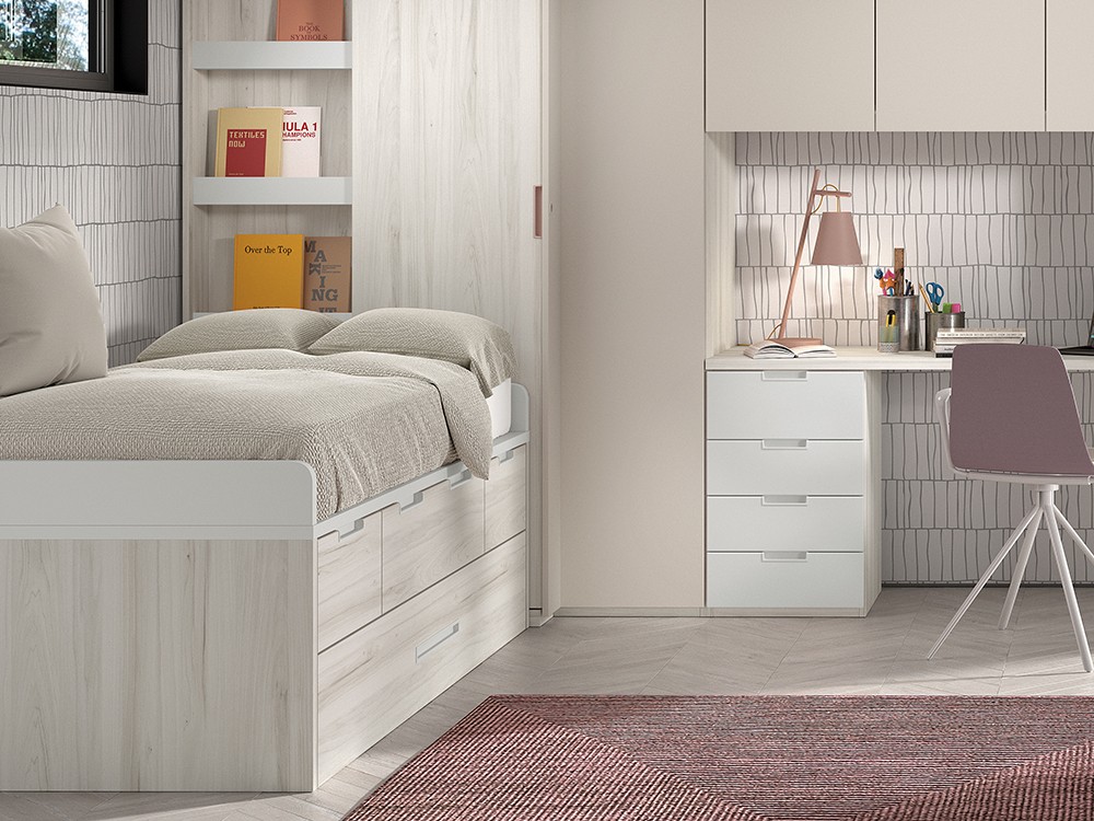 Cama compacta con cajones y arrastre Formas F002
