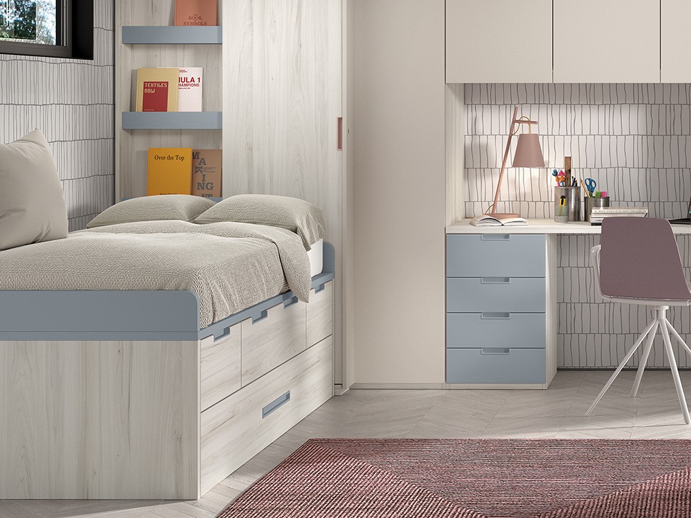 Cama compacta con cajones y arrastre Formas F002