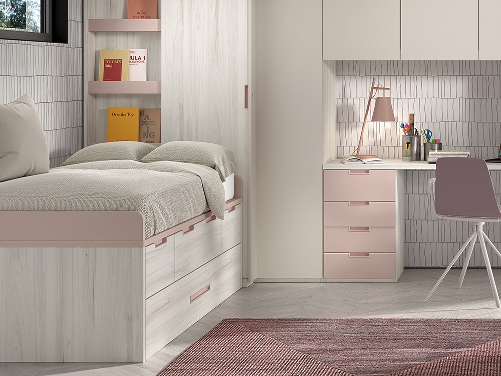 Cama compacta con cajones y arrastre Formas F002