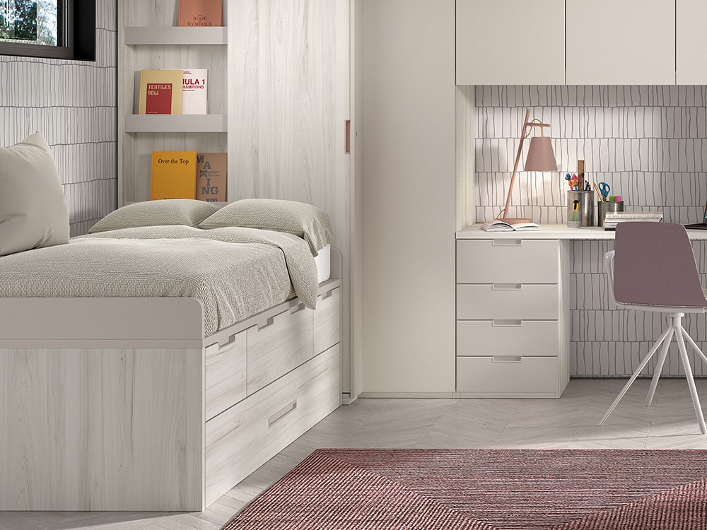 Cama compacta con cajones y arrastre Formas F002