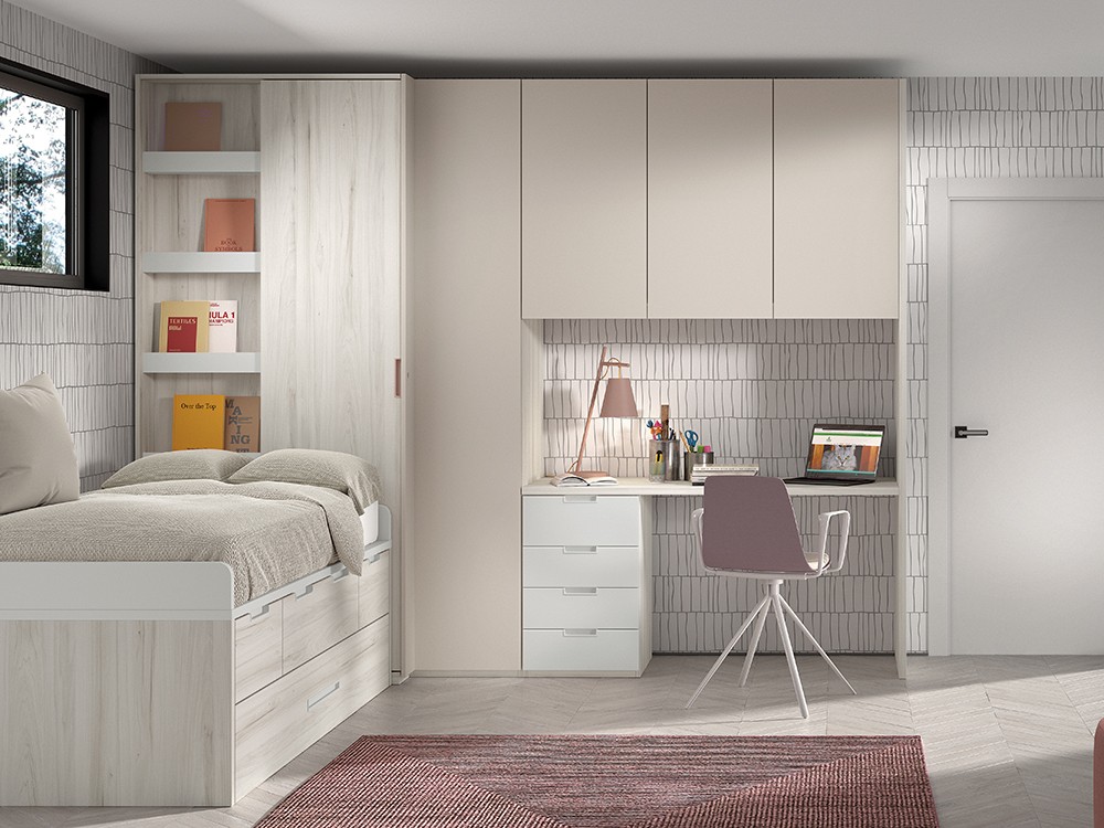 Cama compacta con cajones y arrastre Formas F002