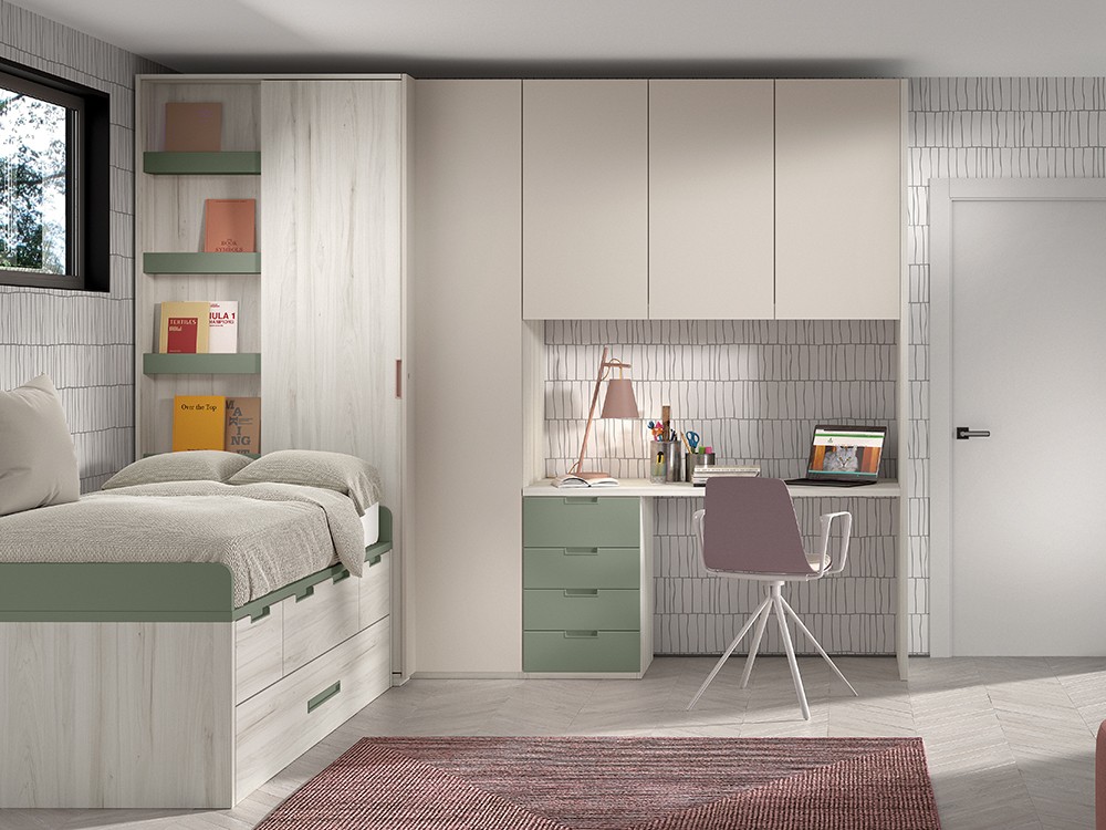 Cama compacta con cajones y arrastre Formas F002