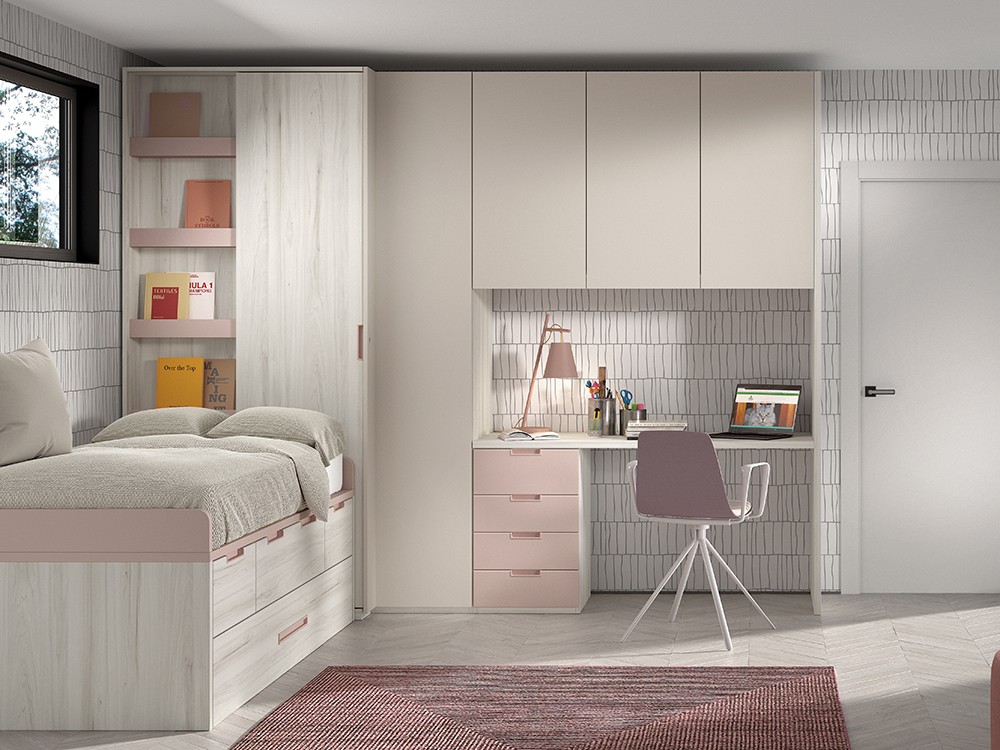 Cama compacta con cajones y arrastre Formas F002