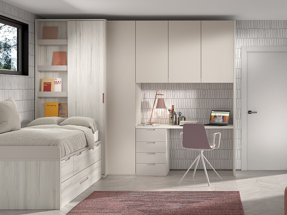 Cama compacta con cajones y arrastre Formas F002