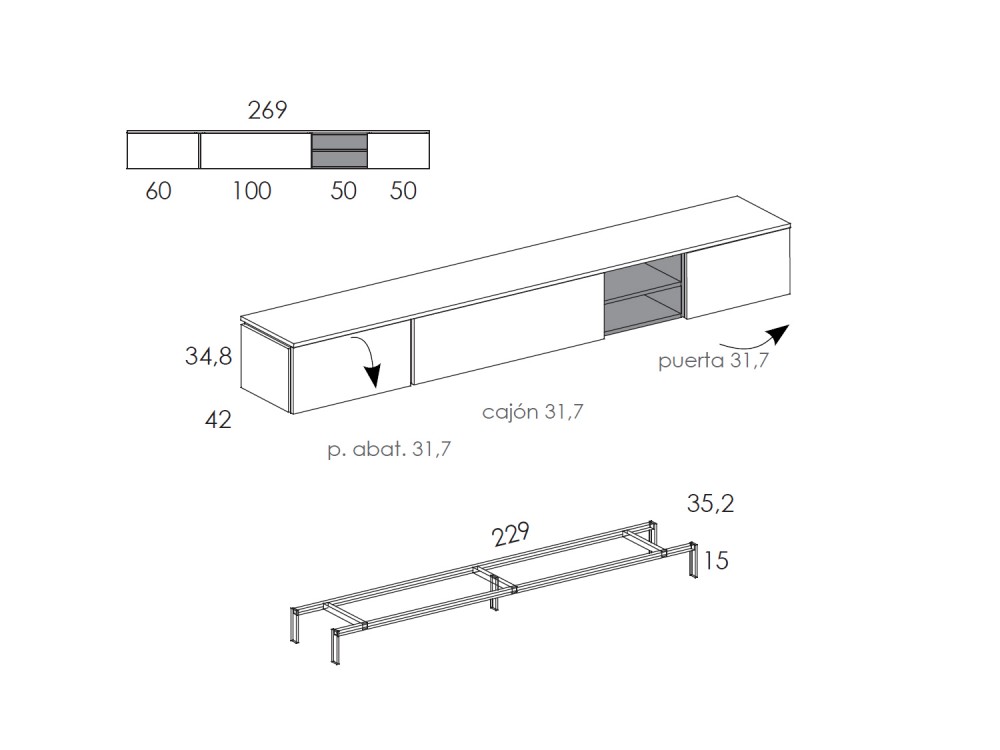 Medidas mueble TV Muss New Home de Tegar Mobel